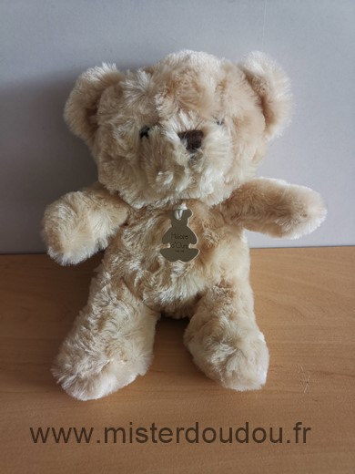 Doudou Ours Histoire d ours Beige billes noir pour les yeux 