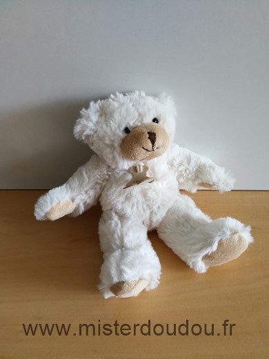 Doudou Ours Histoire d ours Blanc beige 