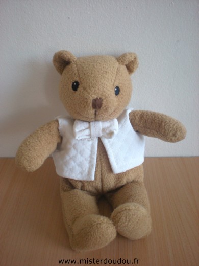 Doudou Ours Ikéa Marron gilet blanc 