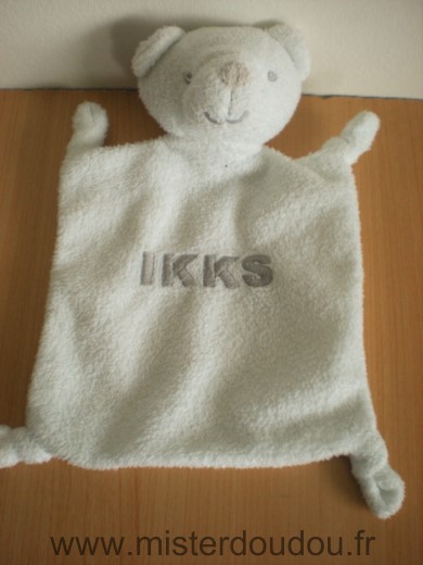 Doudou Ours Ikks Blanc ikks gris 