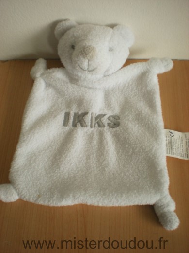 Doudou Ours Ikks Blanc ikks gris 