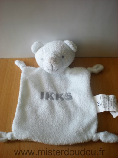 Doudou Ours Ikks Blanc ikks gris nez beige 