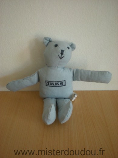 Doudou Ours Ikks Bleu broderie ikks 