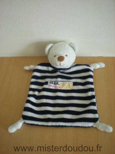 Doudou Ours Ikks Raye bleu marine blanc ikks 0616 