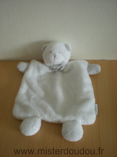 Doudou Ours Jacadi Blanc vichy gris 