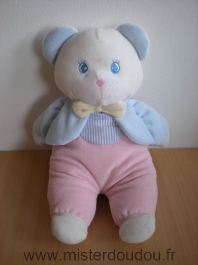 Doudou Ours Jemini Bleu rose 