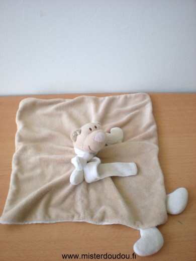 Doudou Ours Jollybaby Beige nez rose Assez bon état général mais écharpe abimée