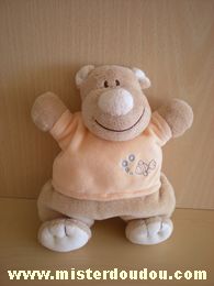 Doudou Ours Jollybaby Beige tshirt rose avec un poisson 