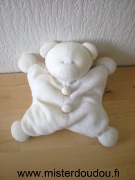 Doudou Ours Jollybaby Blanc bleu clair Etat neuf