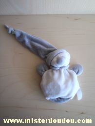 Doudou Ours Jollybaby Blanc gris étiquette effacée marque jollybaby? ou priscilla larsen?