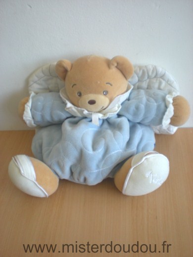 Doudou Ours Kaloo Ange bleu ailes blanches 