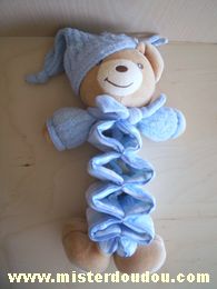 Doudou Ours Kaloo Beige bleu Ours kaloo accordéon  musical

tête et bonnet décousus