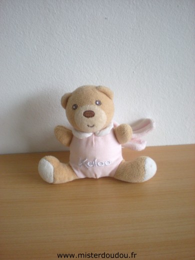 Doudou Ours Kaloo Beige rose Mini kaloo avec attache scratch dans le dos