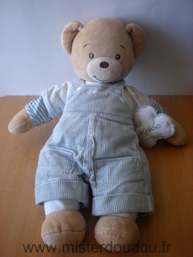 Doudou Ours Kaloo Beige salopette bleue 