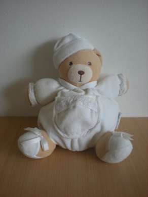 Doudou Ours Kaloo Blanc Bonnet usé