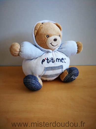 Doudou Ours Kaloo Blanc bleu beige pti mec 