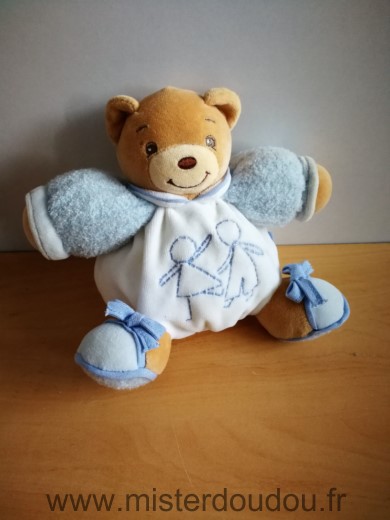 Doudou Ours Kaloo Blanc bleu motifs fille garçon 