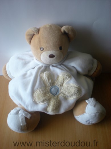 Doudou Ours Kaloo Blanc fleur jaune 