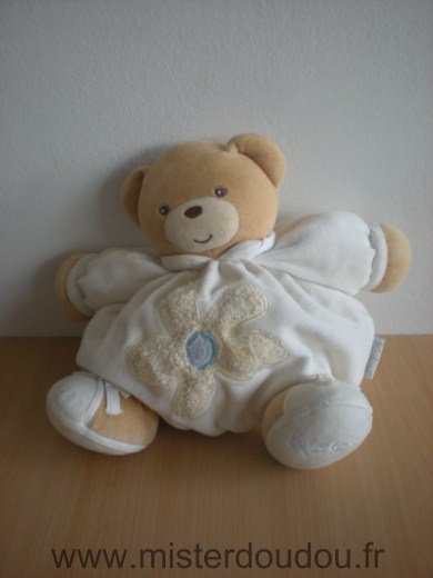 Doudou Ours Kaloo Blanc fleur jaune 