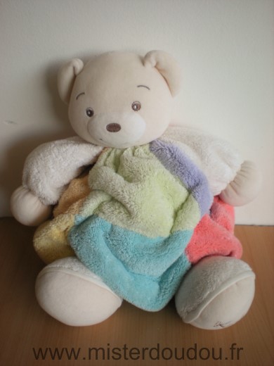 Doudou Ours Kaloo Blanc plume multicolore 