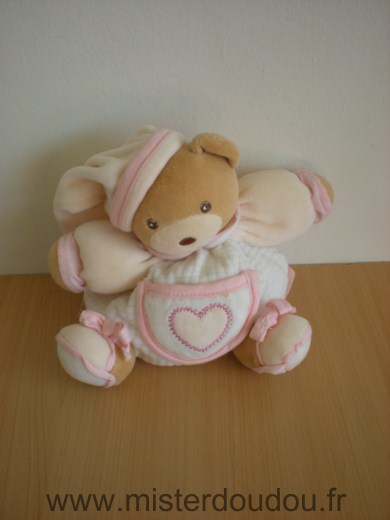 Doudou Ours Kaloo Blanc rose coeur 