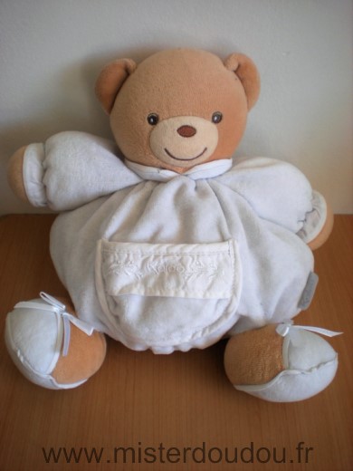 Doudou Ours Kaloo Blanc velours haut de la poche tissus blanc 