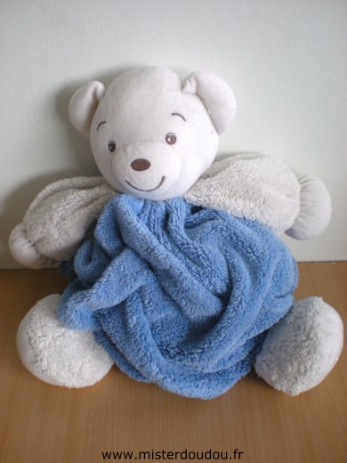 Doudou Ours Kaloo Bleu blanc Doudou d'occasion usagé petit prix