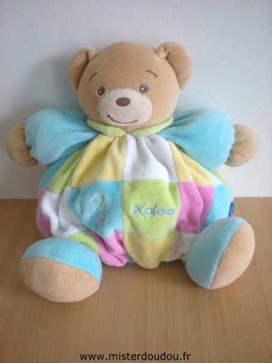 Doudou Ours Kaloo Bleu patchwork 123 