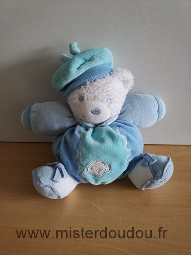 Doudou Ours Kaloo Bleu poisson 