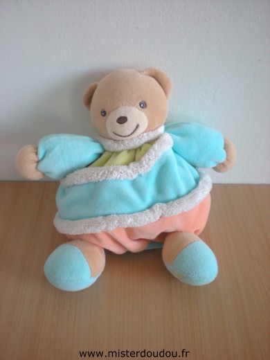 Doudou Ours Kaloo Bleu rose vert 