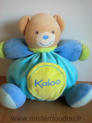 Doudou Ours Kaloo Bleu vert 