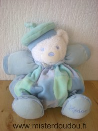 Doudou Ours Kaloo Bleu vert mauve blanc 