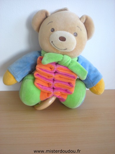 Doudou Ours Kaloo Bleu vert rose orange 