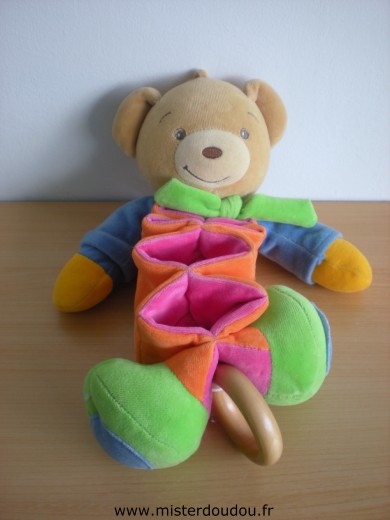 Doudou Ours Kaloo Bleu vert rose orange 