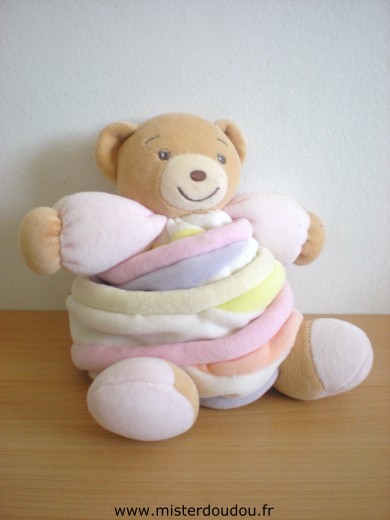 Doudou Ours Kaloo Candy candies rose jaune 