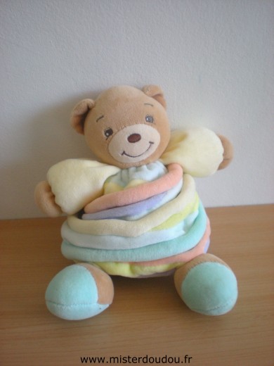 Doudou Ours Kaloo Candy jaune bleu vert 