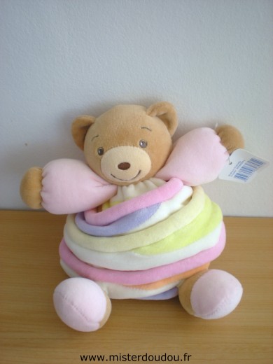 Doudou Ours Kaloo Candy rose mauve blanc jaune pastels 