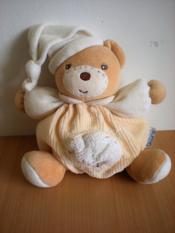 Doudou Ours Kaloo Collection pure jaune blanc feuille 