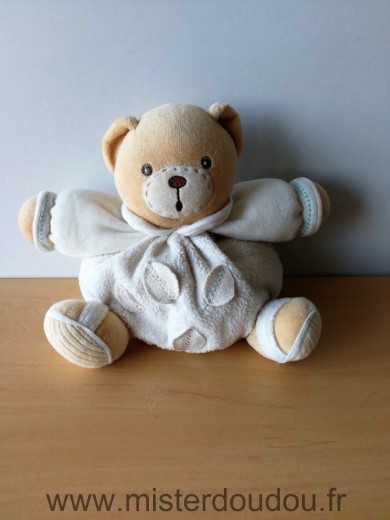 Doudou Ours Kaloo Ecru beige pure feuilles 