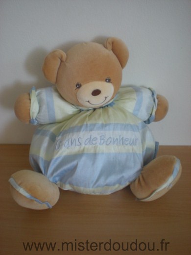 Doudou Ours Kaloo En soie bleu vert 10 ans de bonheur 