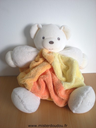 Doudou Ours Kaloo Jaune orange et orange foncé 