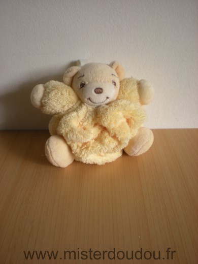 Doudou Ours Kaloo Jaune plume Petit modèle attache tetine