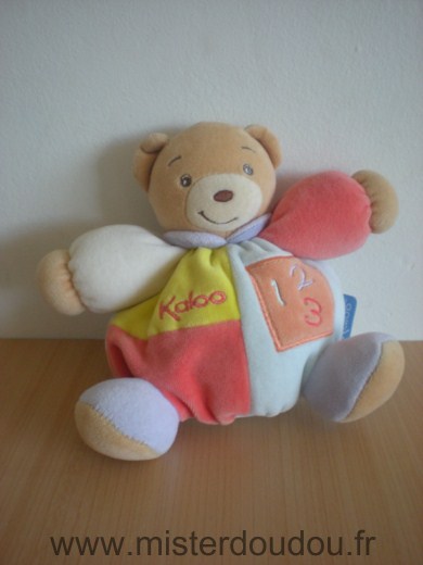 Doudou Ours Kaloo Kaloo 123 orange jaune bleu mauve 