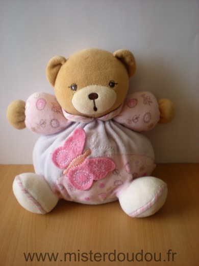 Doudou Ours Kaloo Lilirose mauve rose papillon 