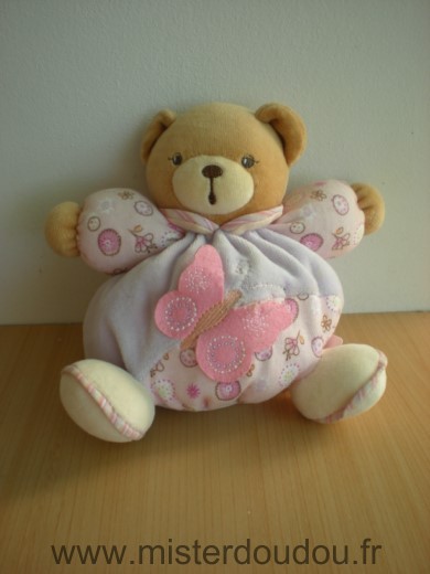 Doudou Ours Kaloo Lilirose rose mauve fleurs papillon 