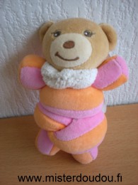 Doudou Ours Kaloo Orange rose Avec un ruban d'attache dans le dos