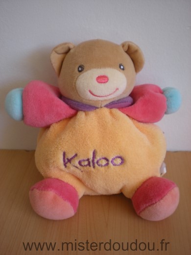 Doudou Ours Kaloo Orange rouge violet 