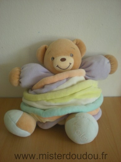 Doudou Ours Kaloo Ours candy pastel mauve jaune orange vert 