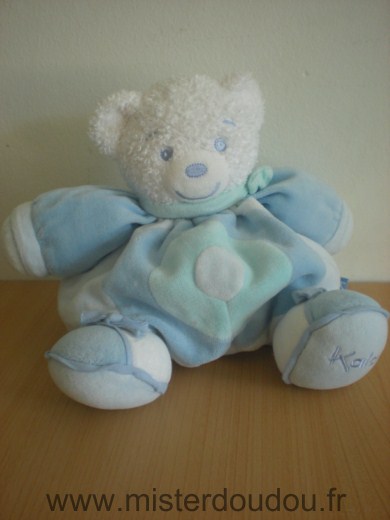 Doudou Ours Kaloo Patapouf lagoon rond blanc bleu vert 