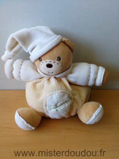 Doudou Ours Kaloo Pure jaune blanc feuille 